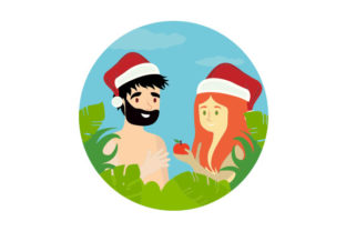 Adam Eve with Santa Hats: Christmas Crafts Asset Review