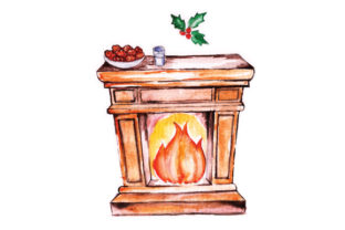 Cozy Christmas Vibes: Fireplace with Cookies and Milk for Santa