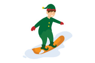 Elf Snowboarding for Christmas Crafts & Digital Sales
