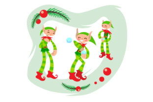 Elves Having a Snowball Fight: Christmas Crafts Asset