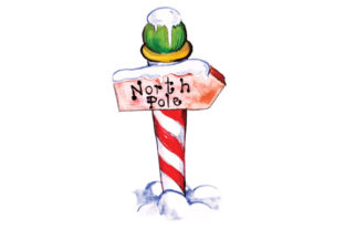 North Pole Sign Watercolor for Christmas Crafts