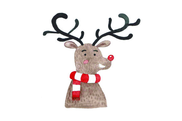 Rudolph Watercolor for Christmas Crafts & Digital Sales