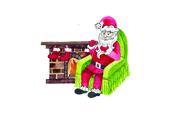 Santa Fireplace Crafts: A Christmas Watercolor Asset Review
