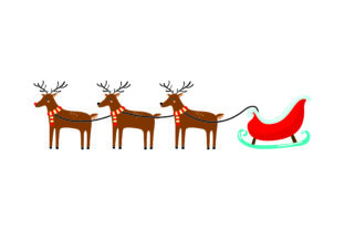 Sleigh with Reindeers for Christmas Crafts